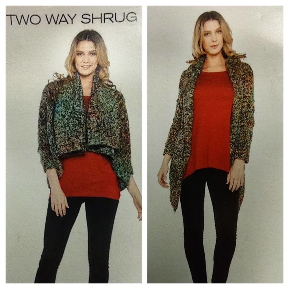 Kaktus Fuzzy Knit Open Front 2 Way Cardigan Sweater XL